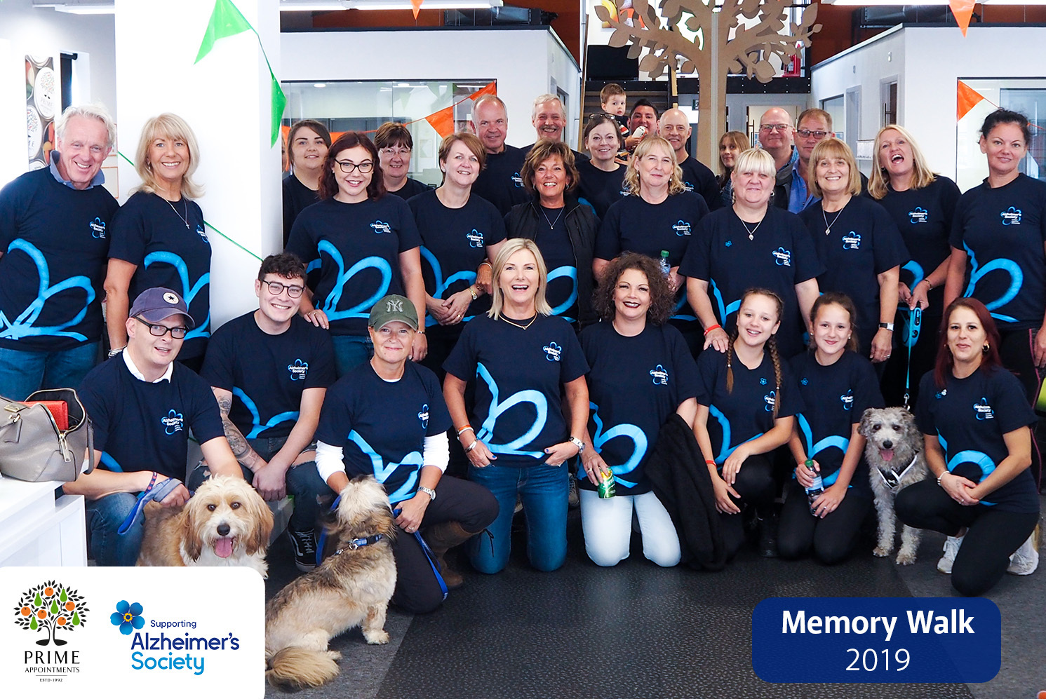 Photo of people doing the 2019 Alzheimers Memory Walk - photo taken before at the Prime Appointments office